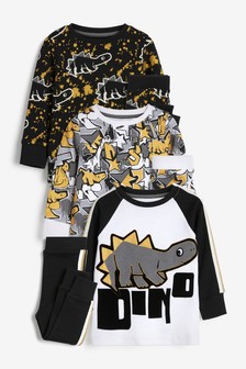 Black/Gold Dino 3 Pack Snuggle Pyjamas (9mths-12yrs) (986346) | kr308 - kr429
