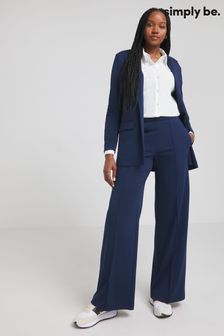 Simply Be Blue Ponte Wide Leg Trousers (986378) | LEI 179