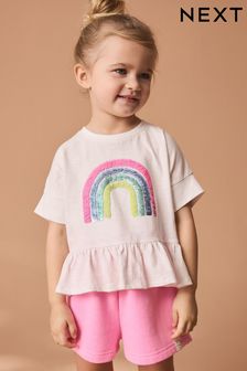 Pink Rainbow Short Sleeve Sequin Top (9mths-7yrs) (986723) | SGD 13 - SGD 17
