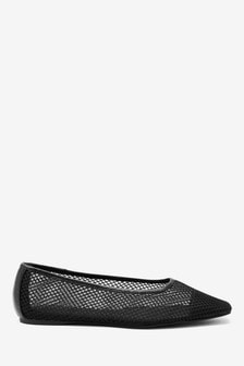 Black Mesh Pointed Toe Ballerina Shoes (986836) | 10 €