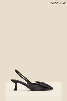 Sosandar Black Bow Detail Kitten Heel Slingback Court Shoes (986972) | kr766