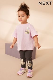 Lilac Purple Short Sleeve T-Shirt and Leggings Set (3mths-7yrs) (987223) | 49 QAR - 69 QAR