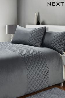 Grey Hamilton Velvet Duvet Cover And Pillowcase Set (987401) | kr492 - kr923