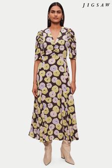 Jigsaw Brown Dandelion Floral Midi Dress (987874) | €114