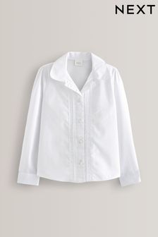 White Long Sleeve Lace Trim School Blouse (3-14yrs) (988053) | KRW12,800 - KRW19,200