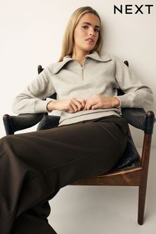 Naturfarben - Kuscheliger, langärmeliger Pullover mit Stehkragen und Reißverschluss (988221) | 30 €