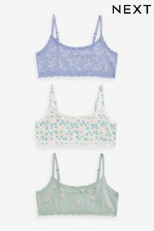 Blue/Pink Floral Strappy Crop Top 3 Pack (5-16yrs) (988905) | €14 - €19
