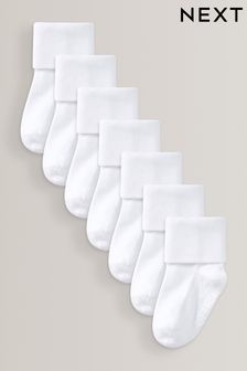 White Baby 7 Pack Roll Top Socks (0mths-2yrs) (988981) | OMR4