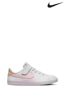 Nike White/Pale Pink Court Legacy Junior Trainers (989511) | €54