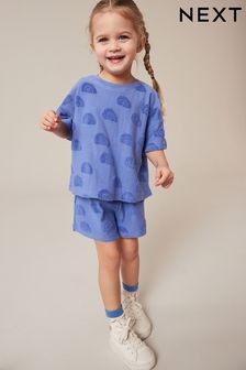 Blue Rainbow Towelling Short Sleeve Top and Shorts Set (3mths-7yrs) (989767) | SGD 19 - SGD 26