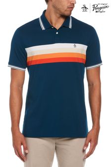 Original Penguin Blue Short Sleeve Chest Stripe Interlock Polo Shirt (990108) | ₪ 279
