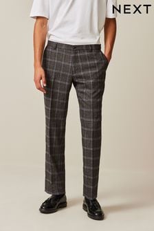 Brown Trimmed Check Trousers (990280) | $56