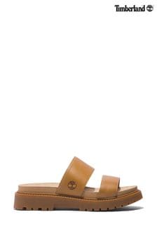 Timberland Cream Clairemont Way Cross Slide Sandals (990529) | $201
