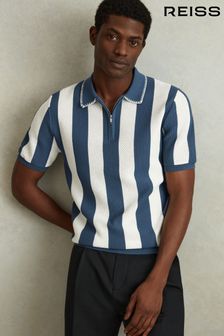 Синий/светло-бежевый Airforce - Reiss Paros Knitted Half-zip Polo Shirt (990754) | €195