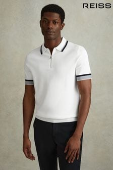 Reiss Optic White Chelsea Half-Zip Polo Shirt (990893) | KRW265,500