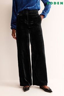 Boden Black Westbourne Velvet Trousers (990942) | $180