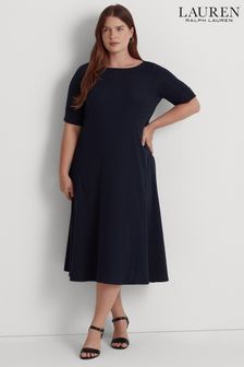 Lauren Ralph Lauren Blue Stretch Cotton Midi Dress (990948) | €79
