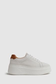 Reiss White Connie Chunky Leather Trainers (991223) | 99,540 Ft