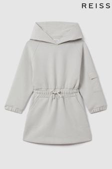 Reiss Grey Rhonda Teen Hybrid Jersey Hooded Dress (991258) | €102