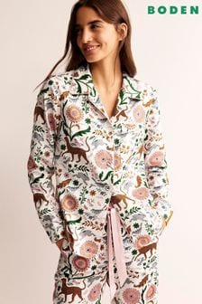 Boden Cream Cotton Sateen Pyjama Shirt (991364) | EGP2,772