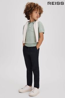 Reiss Sage Melange Demetri Junior Textured Cotton Polo Shirt (991460) | €58