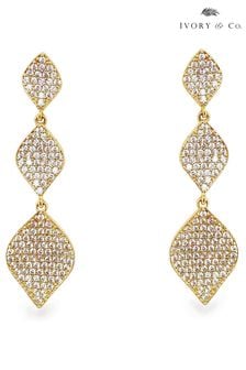 Ivory & Co Gold Rochelle Crystal Pave Triple Drop Earrings (991930) | kr1 010