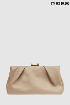 Reiss Taupe Madison Leather Clutch Bag (992245) | $279