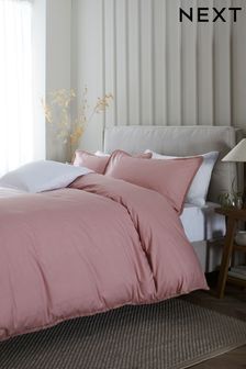 Pink Fringed Edge 100% Cotton Duvet Cover and Pillowcase Set