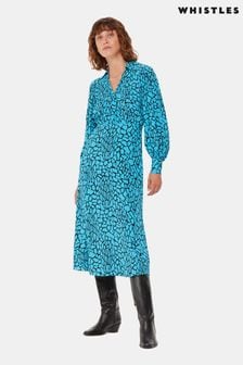 Whistles Blue Terrazzo Print Midi Dress (992983) | $290
