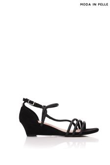 Moda in Pelle Yazmina Assymetric Glitz Demi Wedge Black Sandals (993652) | €49