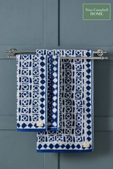 Nina Campbell Blue Batik Check Towel (993742) | €18.50 - €32