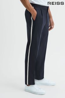 Reiss Navy Ossian Elasticated Side Stripe Trousers (993853) | $360