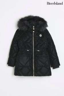 River Island Black Glam Girls Padded Coat (993859) | AED272 - AED351