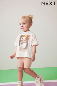 Rosa con ratón - Conjunto de top y pantalones cortos de manga corta (3 meses-7 años) (993934) | 11 € - 17 €