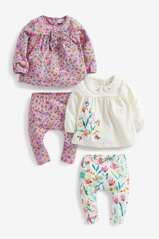 Lot de 4 ensembles haut et leggings motif citron et pois (0 mois - 2 ans)