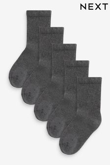 Grey 5 Pack Cotton Rich Cushioned Footbed Ribbed Socks (994198) | €12 - €15