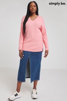 Simply Be Pink Sponge Slouchy V-Neck Tunic (994512) | ₪ 151
