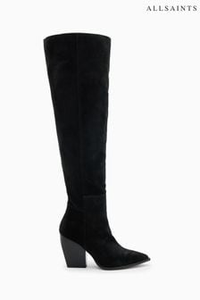 AllSaints Black Suede Reina Boots (994722) | €462