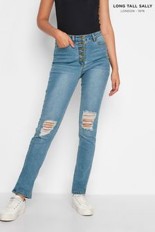 Long Tall Sally Blue Button Fly Distressed MIA Slim Jeans (994760) | $80