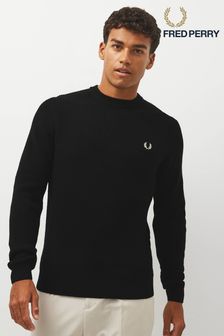 Teksturowany sweter z okrągłym dekoltem Fred Perry z owczej wełny (995258) | 472 zł