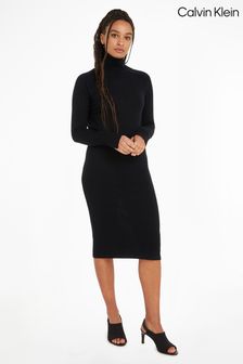 Robe Calvin Klein noire en laine extra fine (995338) | €94