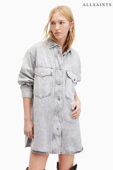 AllSaints Grey Lily Shacket Dress (995437) | OMR72