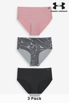 Under Armour Pink/Grey No Show Pure Stretch Hipster Printed Knickers 3 Pack (995507) | €34