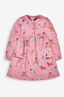 JoJo Maman Bébé Pink Sausage Dog Girls' Button Front Dress (995760) | $38