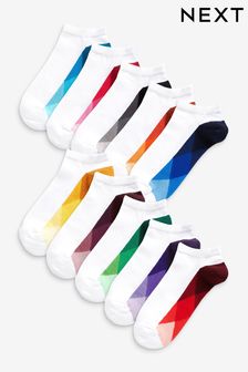 White Ombre Footbed 10 Pack Trainer Socks (9957X2) | €20