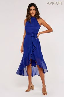 Apricot Blue Airy Folded Neck Ruffle Midi Dress (995814) | KRW85,400