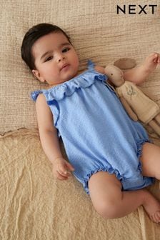 Blue Textured Strappy Baby Romper (996054) | SGD 11 - SGD 15