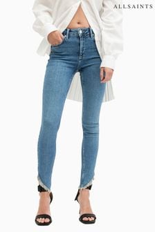AllSaints Blue Dax Asymmetric Hem Jeans (996355) | $189