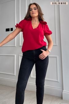 Girl In Mind Red Kimmi Corsage Top (996546) | KRW68,300