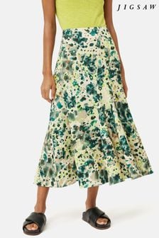 Jigsaw Green Clouded Leopard Panelled Skirt (996558) | 195 €